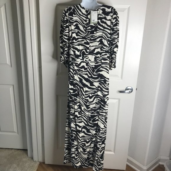 NWT H&M Women's Animal Print Dress Black/White ~ Size XL - Picture 6 of 7